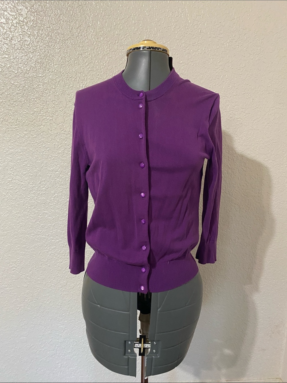 J. Crew Purple Button-Front Crewneck Cardigan